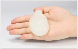 和田玉白玉笑佛把件 83克 【虞吉珠宝】