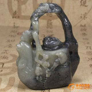 和田玉青花籽料摆件 喜上眉梢茶壶酒壶